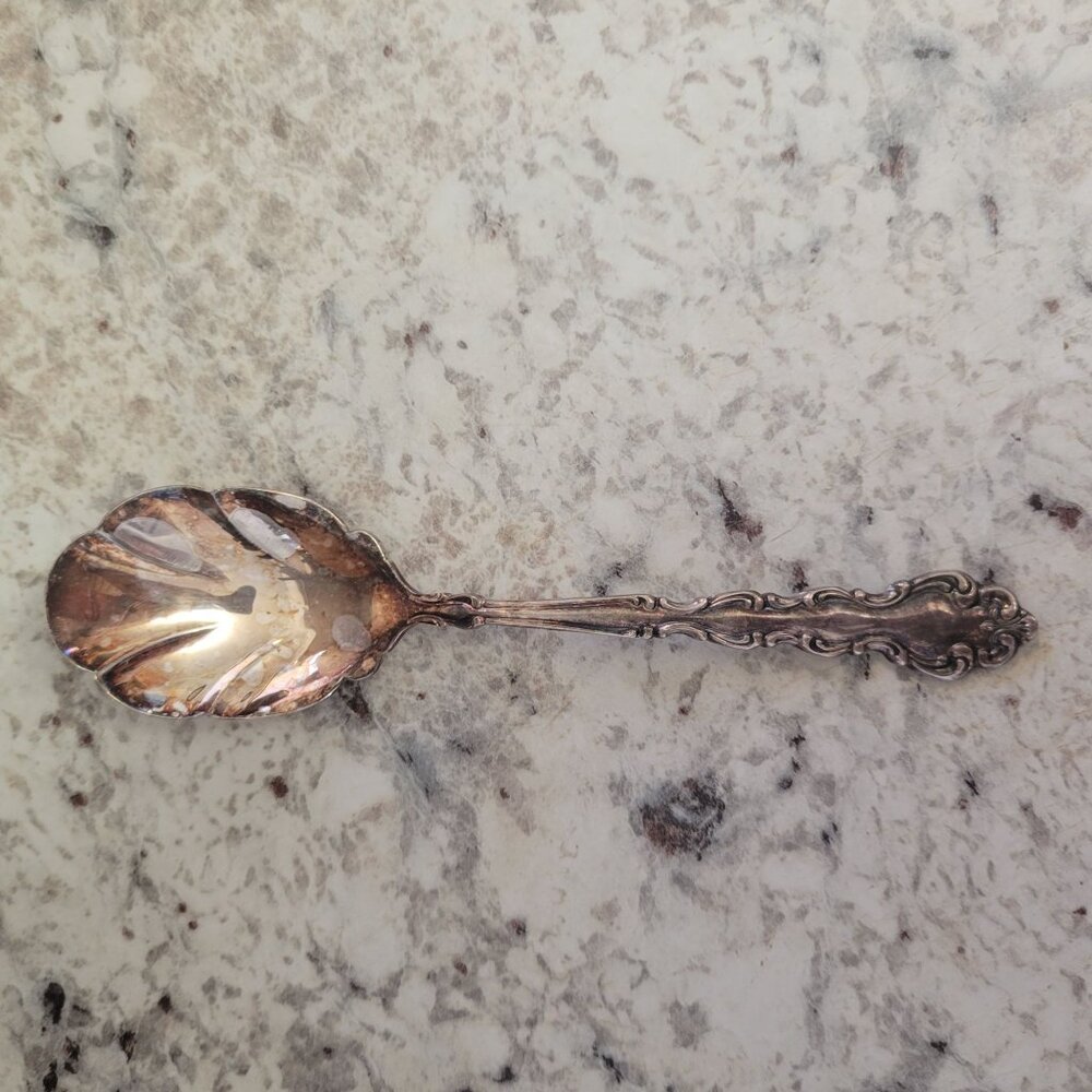 Vintage Community Silverplated Ornate Floral Sugar Spoon 5 Inches Long